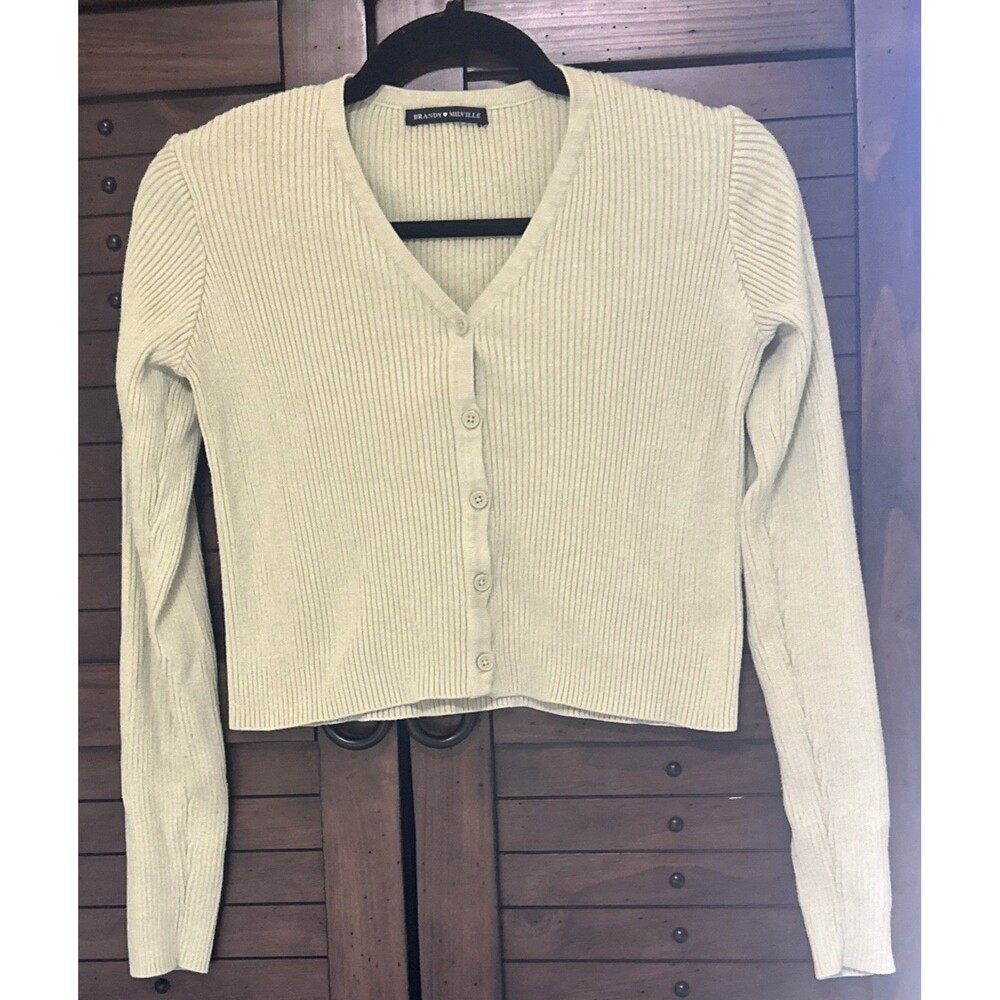 Brandy Melville Mint Green V-Neck Button Cardigan Sweater One Size Preppy Casual